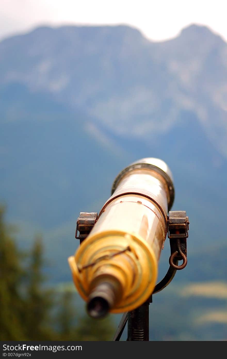 Tatra Mountains observation by telescope (Giewont peak)