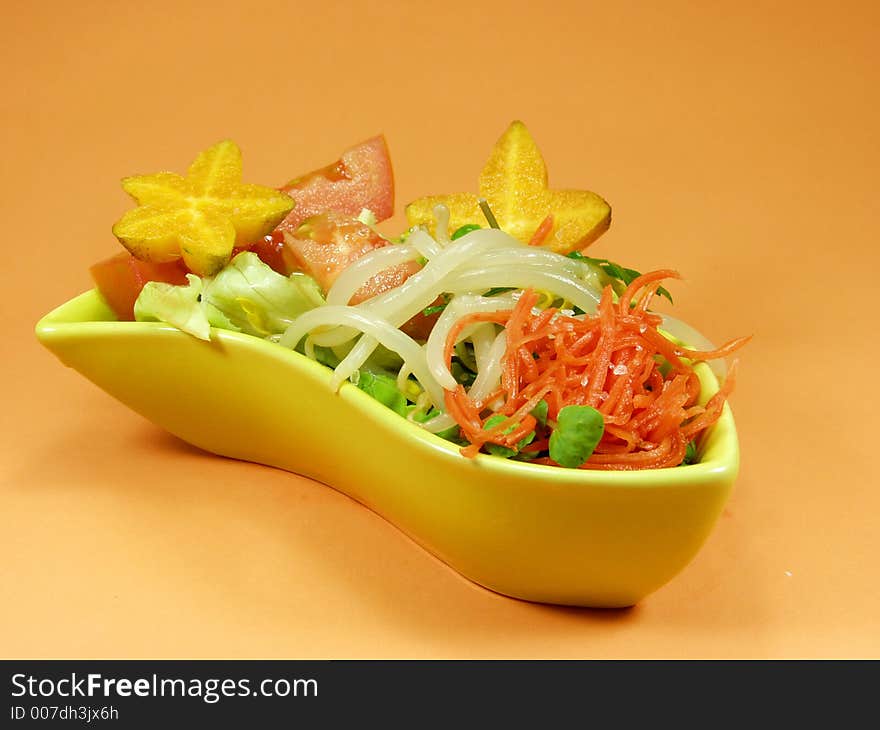 Salad whit tropical fruit and vegetables. Salad whit tropical fruit and vegetables