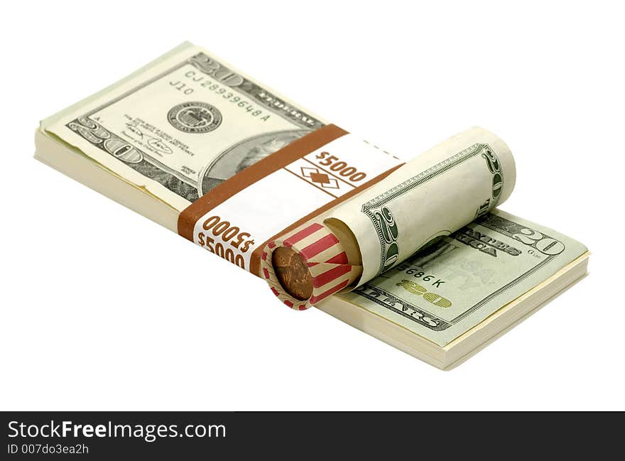 Photo of a Penny Roll and Cash Wrapper. Photo of a Penny Roll and Cash Wrapper