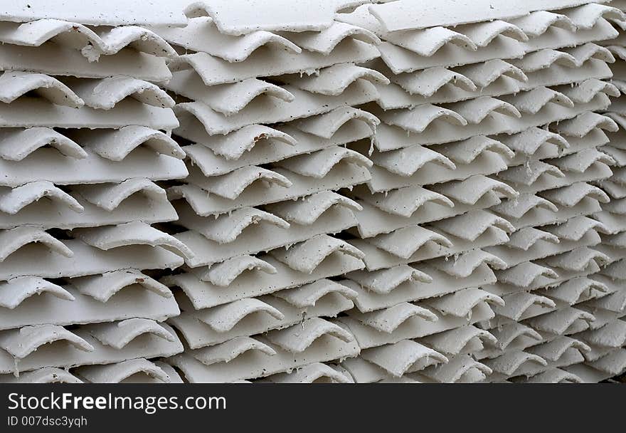 Whitewashed tiles used for oyster farming