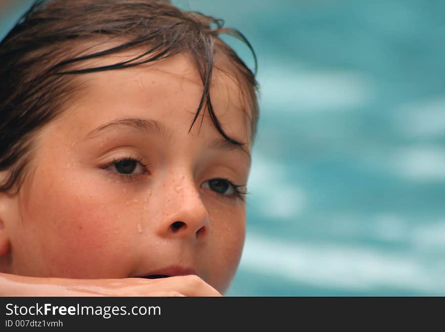 Child having fun swimming in pool. Child having fun swimming in pool