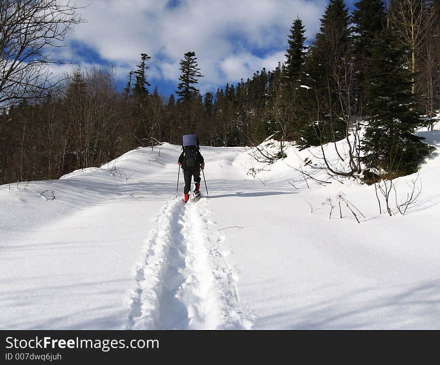 Winter trek for Caucasus mountain. Winter trek for Caucasus mountain