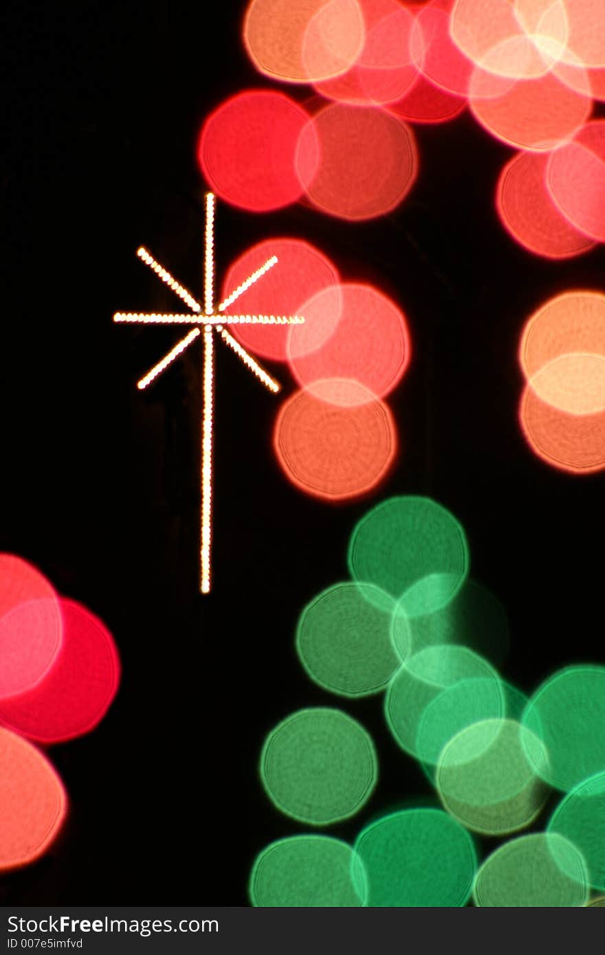 Abstract Christmas lights with starburst cross. Abstract Christmas lights with starburst cross