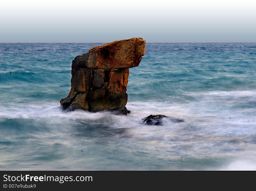 Ocean involving a rock. Low shooting speed. Ocean involving a rock. Low shooting speed