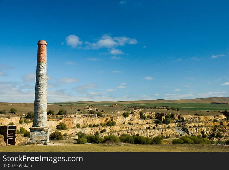 A viiew of the open cut copper mine and heritage listed buldings at Burra, South Australia. A viiew of the open cut copper mine and heritage listed buldings at Burra, South Australia.