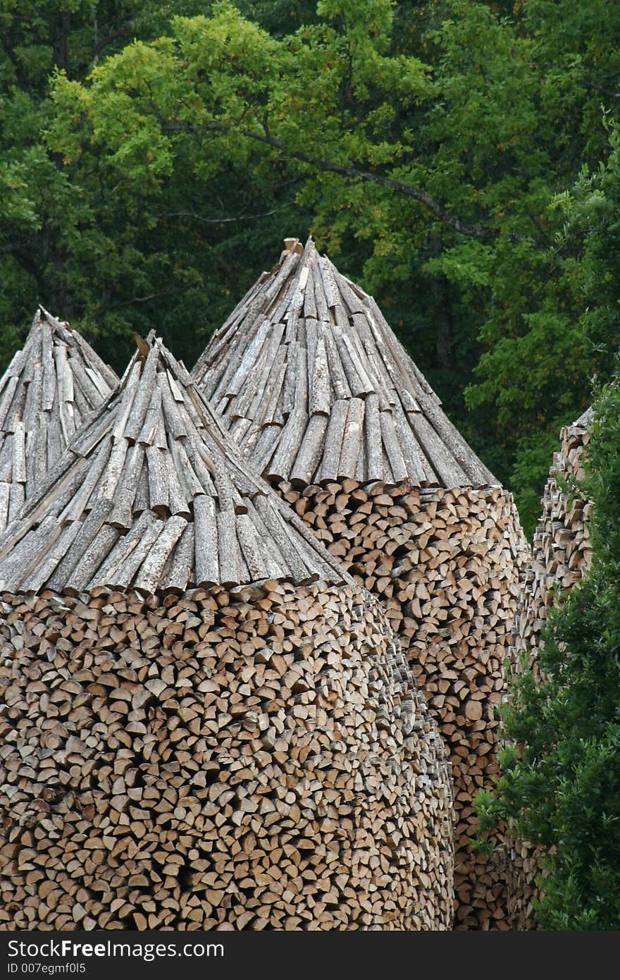 Firewood piles in russian style