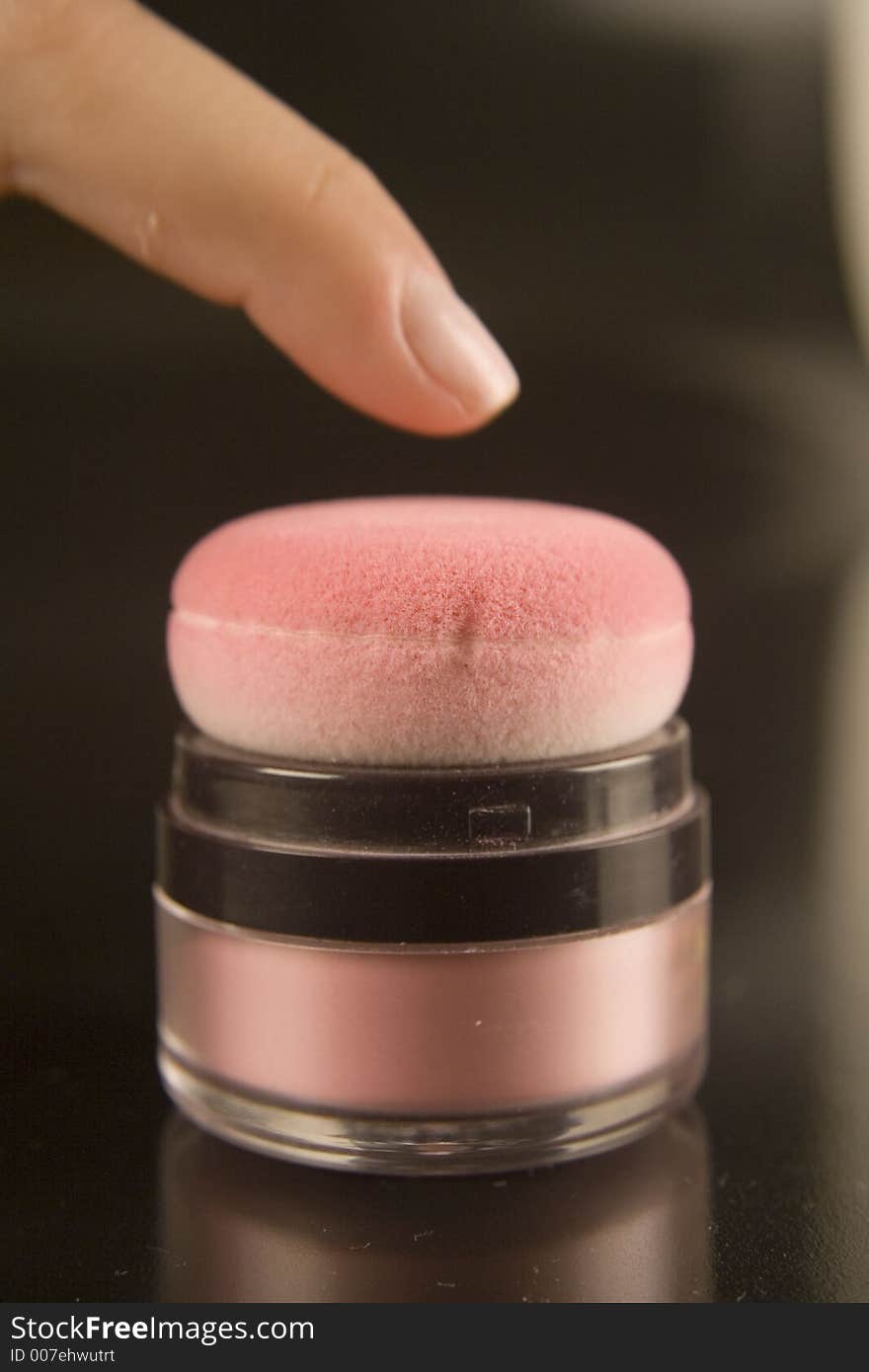 Assorted makeup a blush soft with finger. Assorted makeup a blush soft with finger