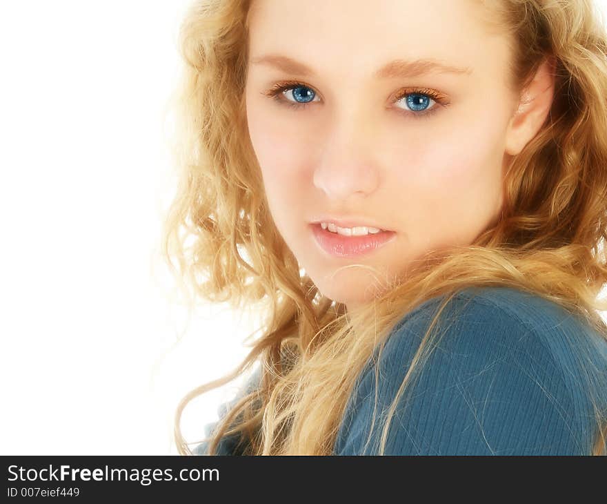 Teen girl against white background. Teen girl against white background.