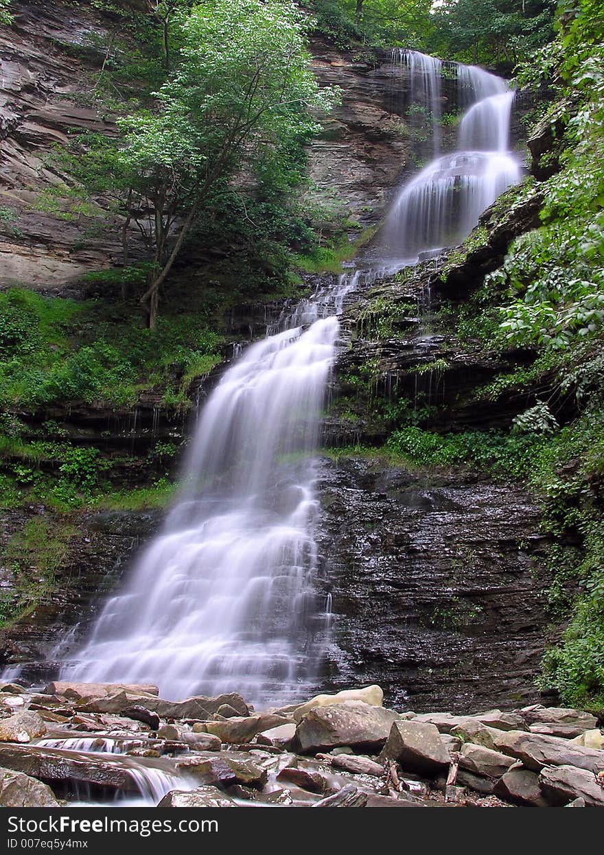 July 2006 - Early morning photograph of this stunning waterfall in south/central West Virgina. This gem of a waterfall, nearly 100 feet high, feeds into the New River, one of the oldest rivers in the world. July 2006 - Early morning photograph of this stunning waterfall in south/central West Virgina. This gem of a waterfall, nearly 100 feet high, feeds into the New River, one of the oldest rivers in the world.