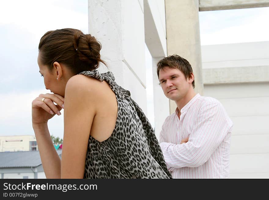 Man looking at woman. Man looking at woman