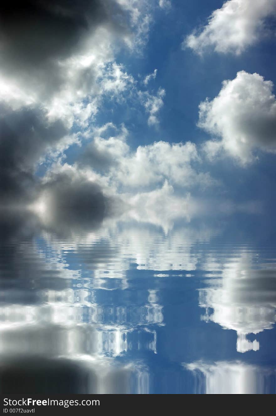 Clouds reflected in water