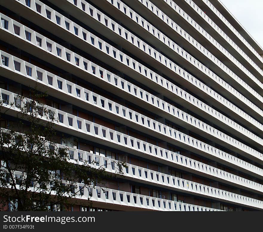 Detail of a white residential building