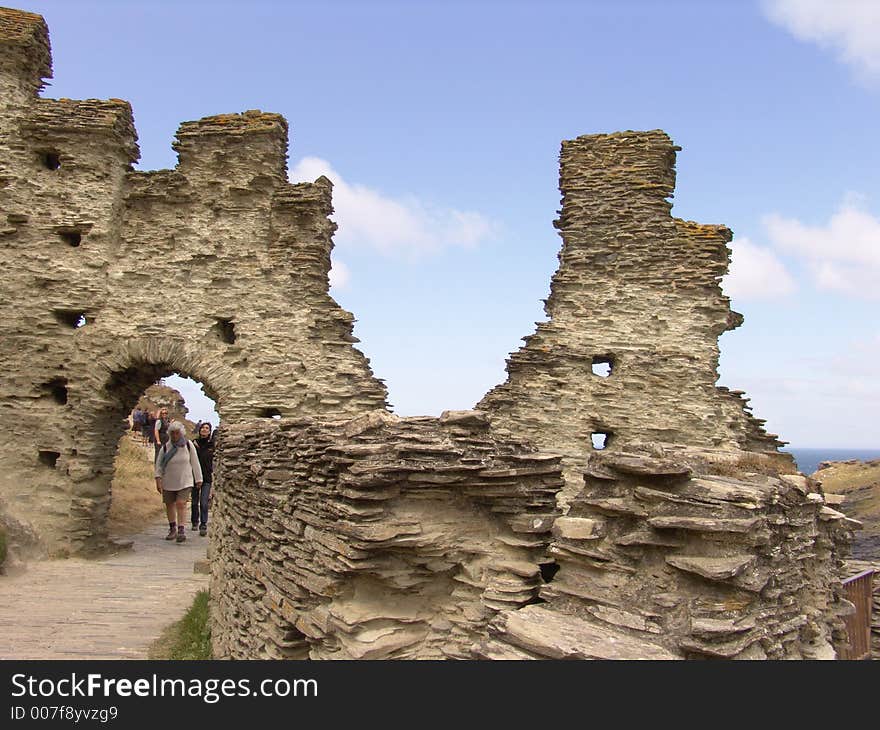 Ruins of old stone castle archway with windows in Cornwall. Ruins of old stone castle archway with windows in Cornwall