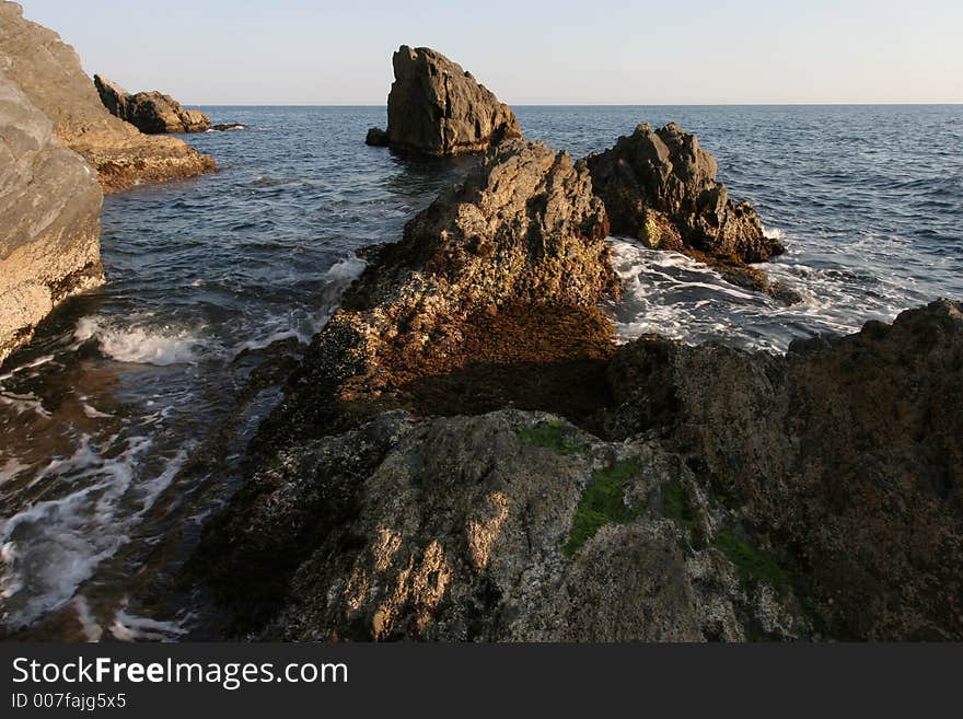 Waves at Manarola beach during Sunset