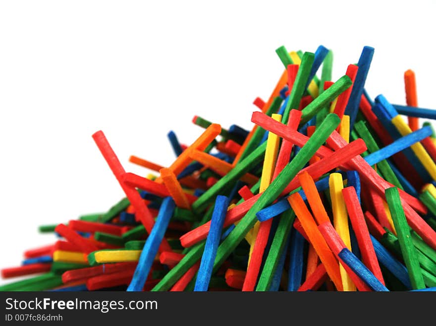 Coloured matchstick on a white background. Coloured matchstick on a white background