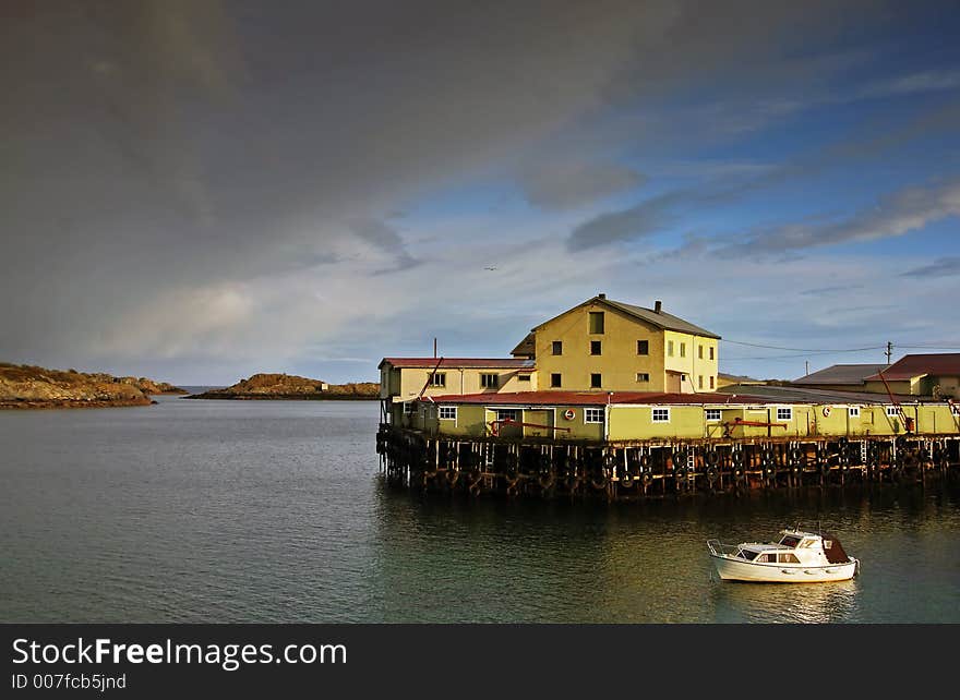 Norway - Lofoten, Henningsvaer fish factory and boat