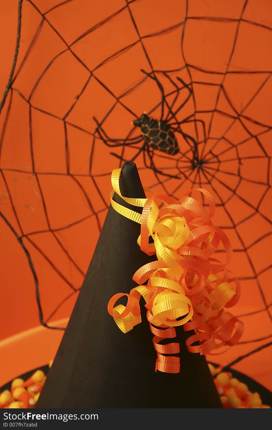 Witch s Hat with Spider Web and Candy Corn