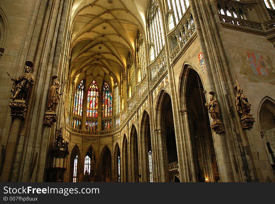 Inside the big cathedral in Prague. Inside the big cathedral in Prague