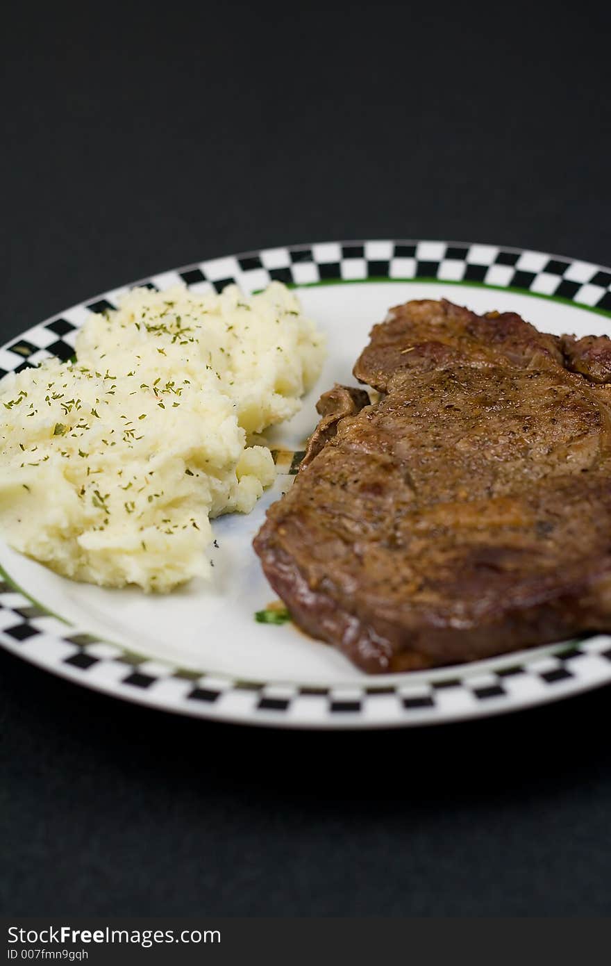 Ribeye steak with mashed potatoes