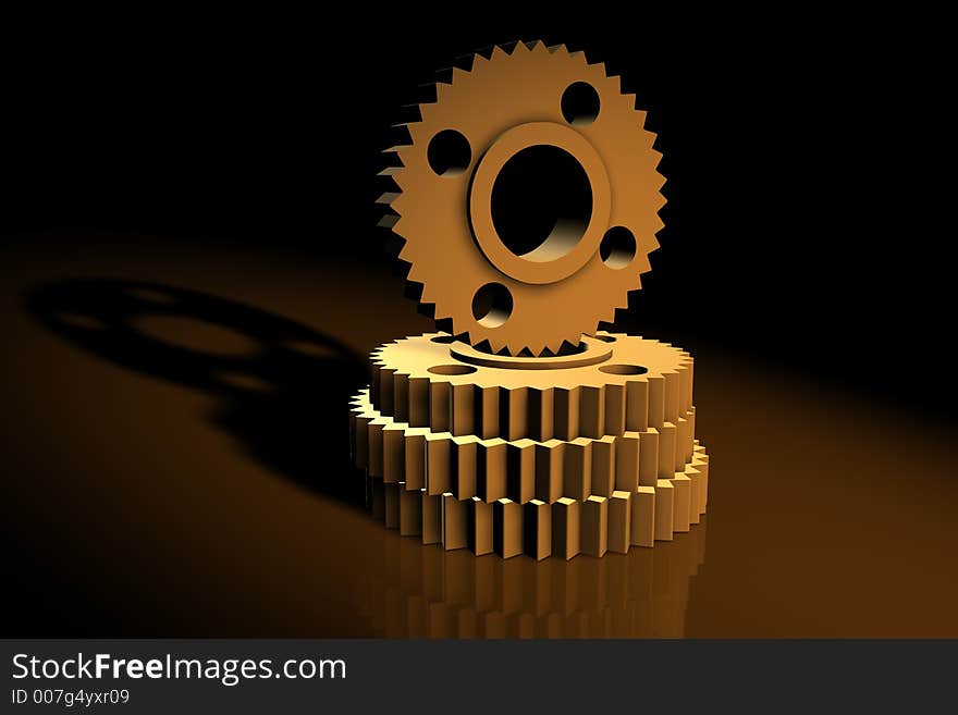 3d cogs with metallic texture