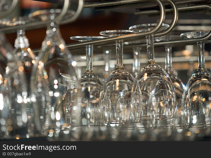 Hanging glasses for red and white wine