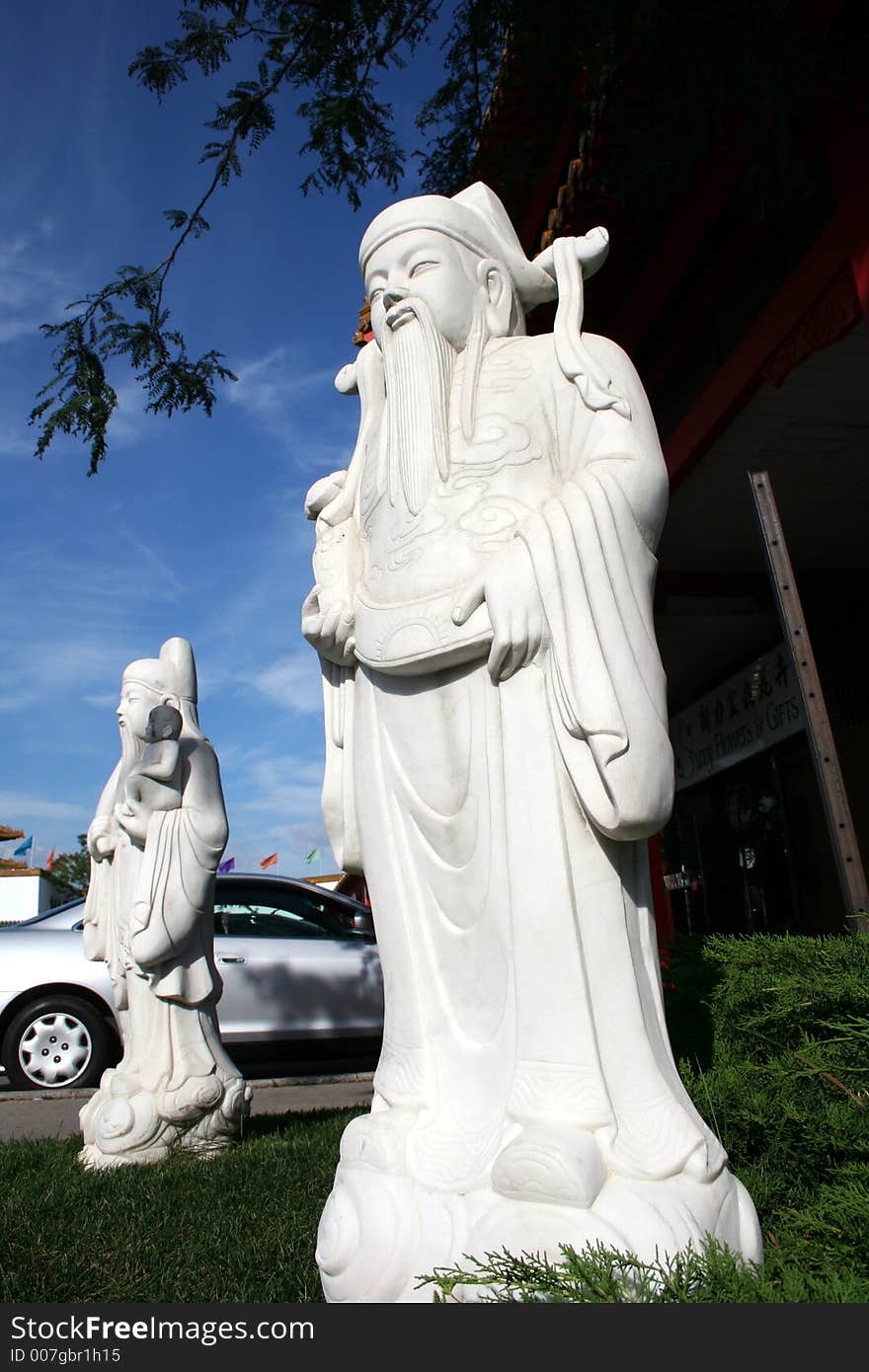 Chinese sculpture in a garden