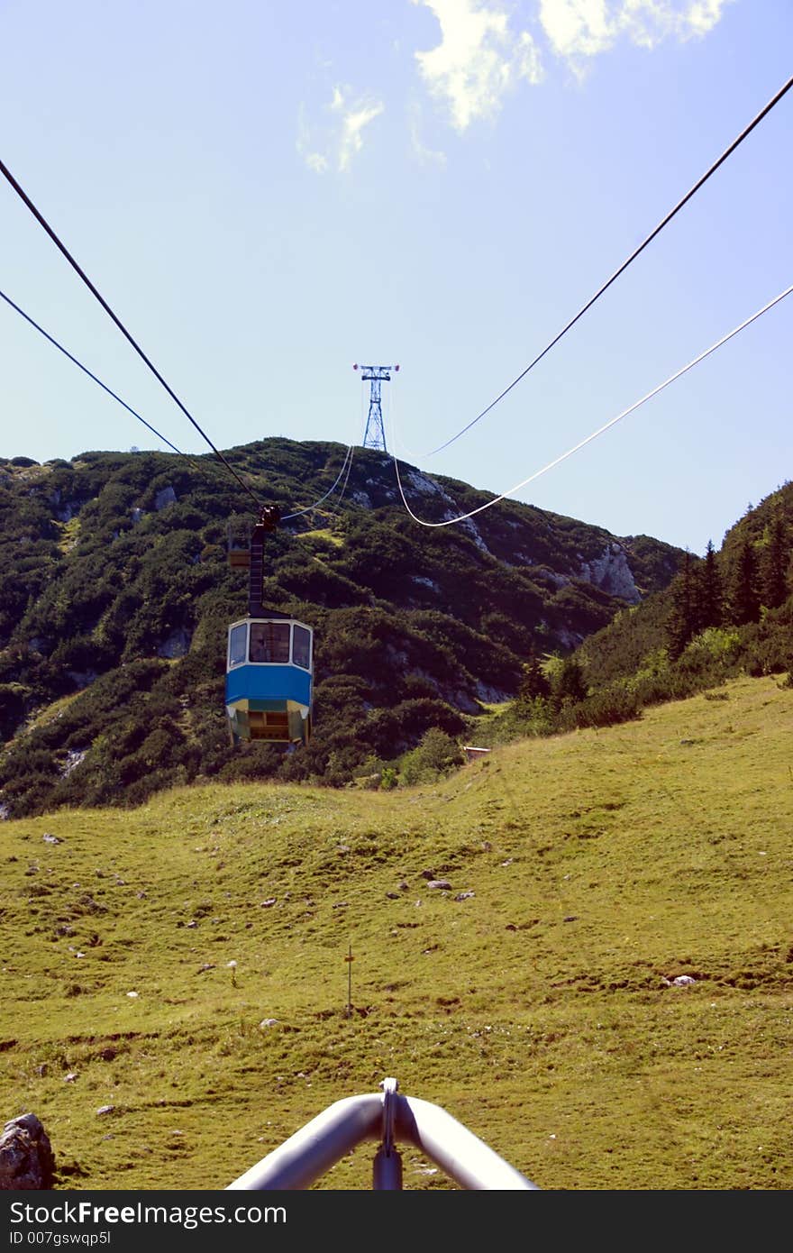 Cable car run up the mountain. Cable car run up the mountain