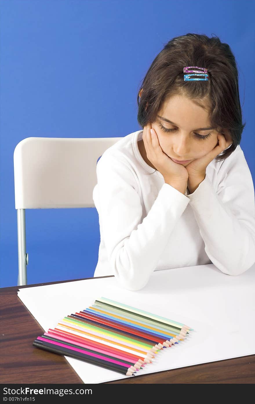 Portrait of little girl thinking