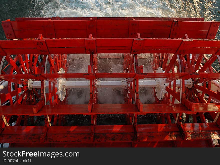 A river boat paddle wheel