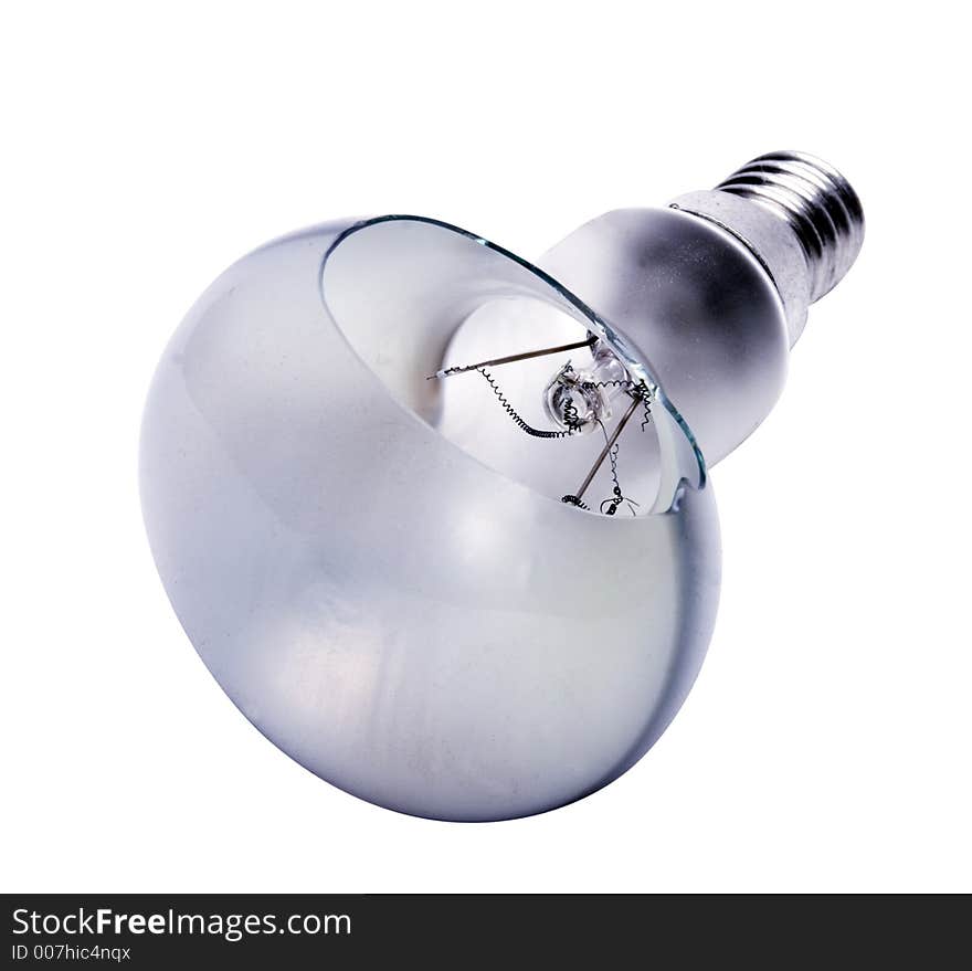 The broken bulb on the white background