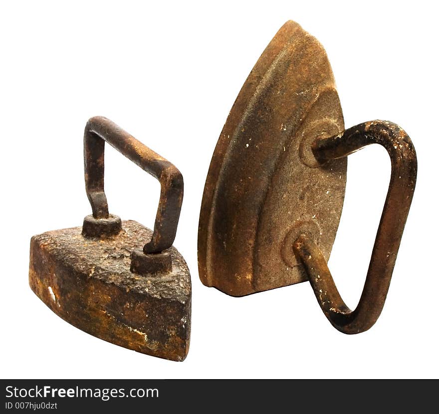 Old iron on a white background. Old iron on a white background