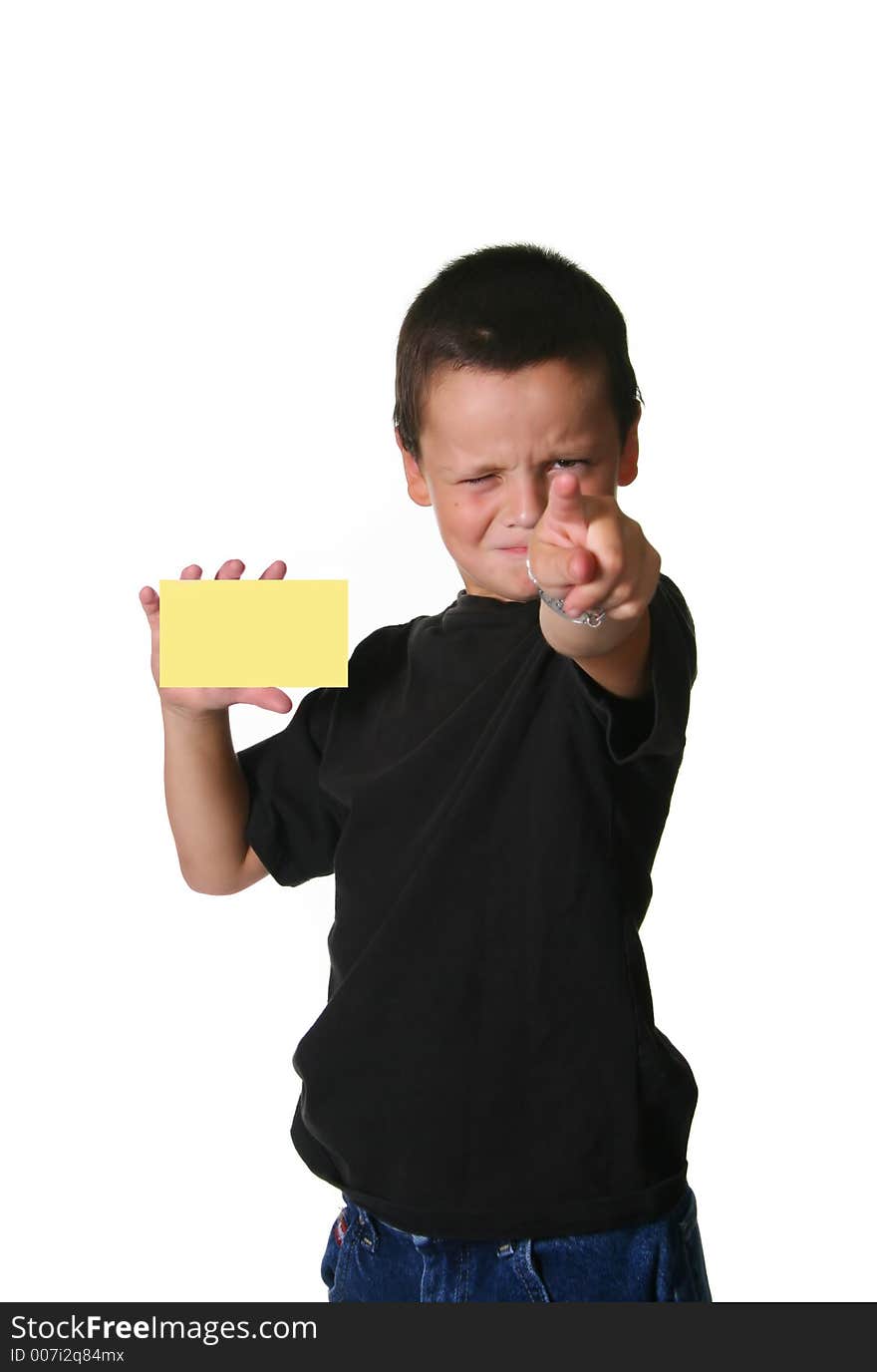 Boy Holding Blank Paper Sign. Boy Holding Blank Paper Sign