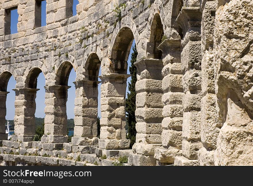 Roman amphitheatre in Pula in Croatia