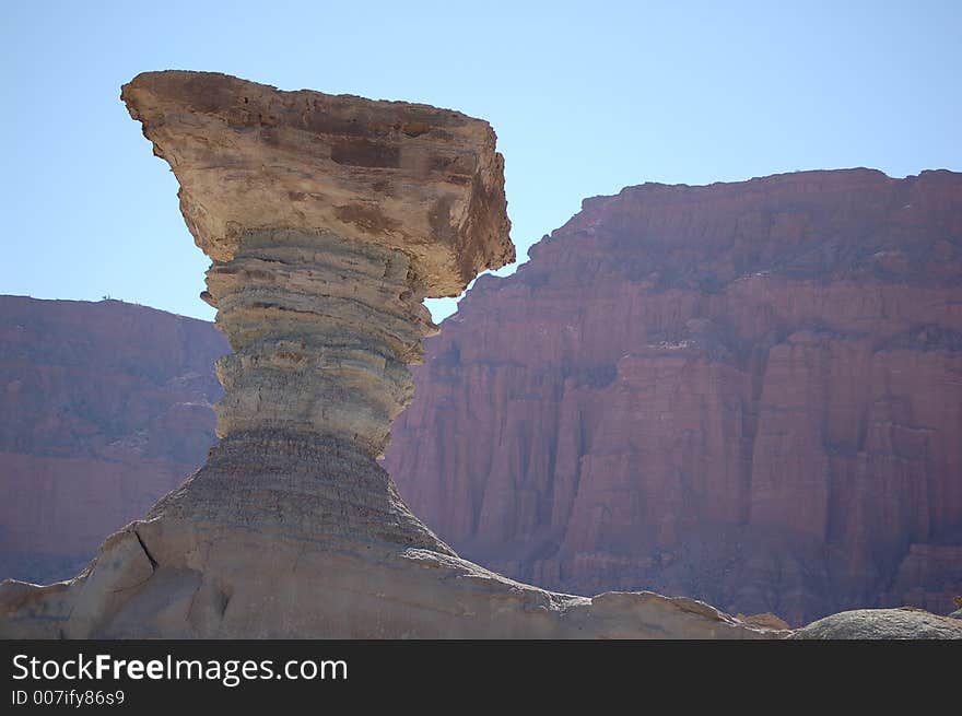 Geologic formation created by erosion at the paleontologic natural reserve Valle de la Luna, Ischigualasto, Argentina. Geologic formation created by erosion at the paleontologic natural reserve Valle de la Luna, Ischigualasto, Argentina