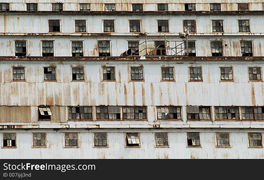 Industrial Wall With Windows In Montreal, Canada.