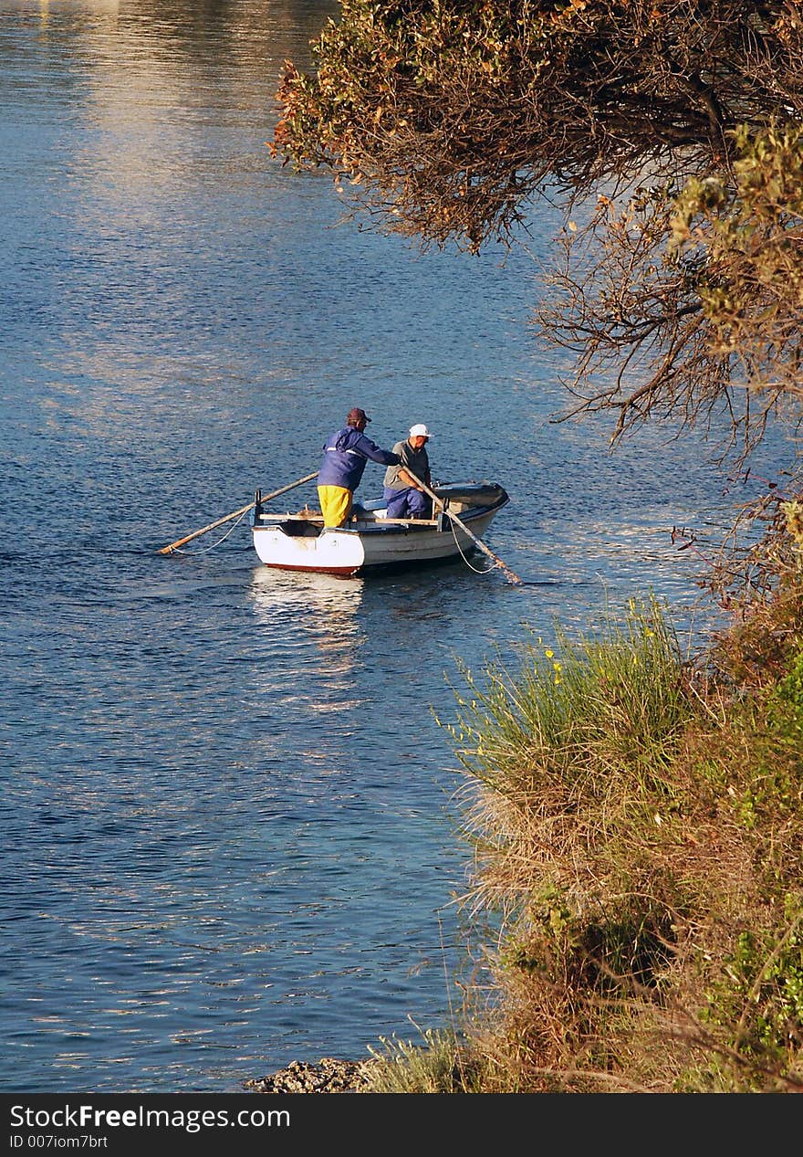 Fishermen on the way back to port. Fishermen on the way back to port