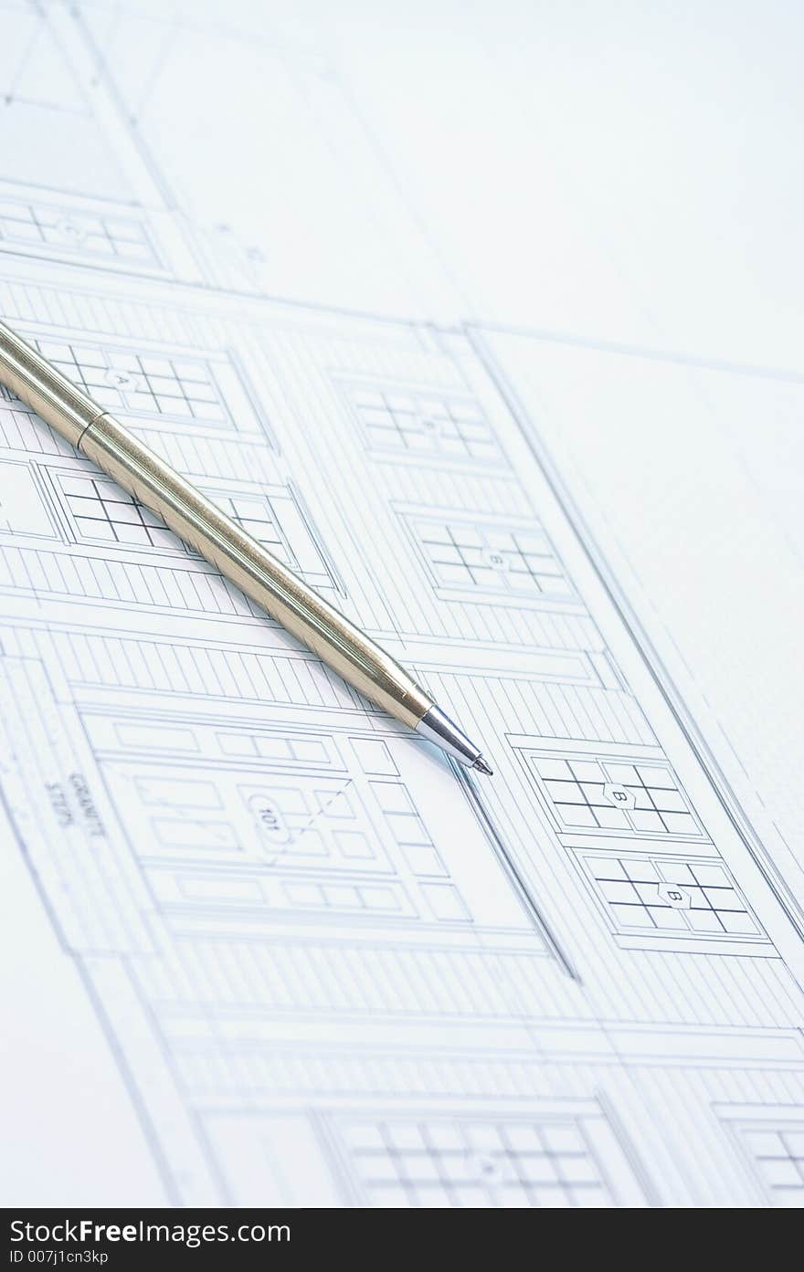 A close up of a modern house blue print