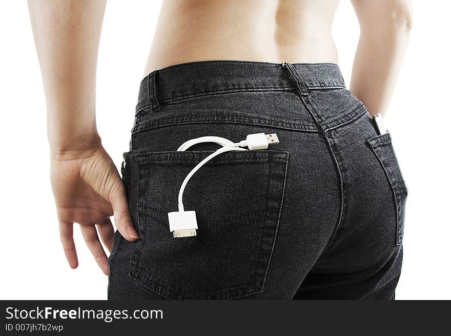 Usb cable in the jeans back pocket