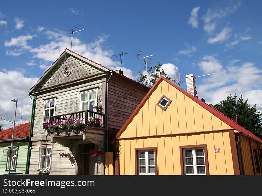 Old wooden buildings in Viljandi, Estonia