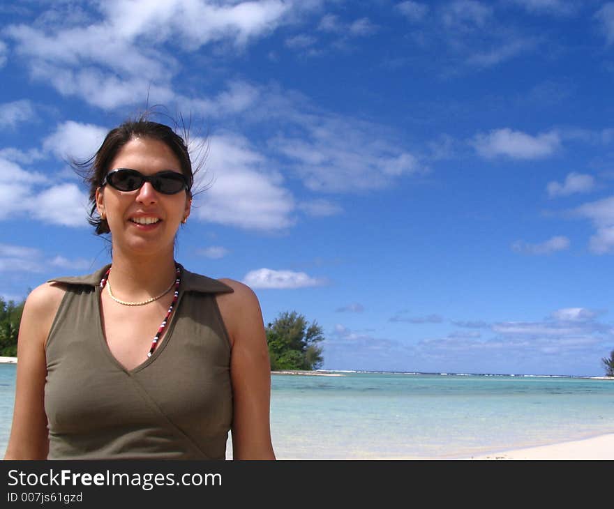 Pretty girl on the beach in Rarotonga. Pretty girl on the beach in Rarotonga