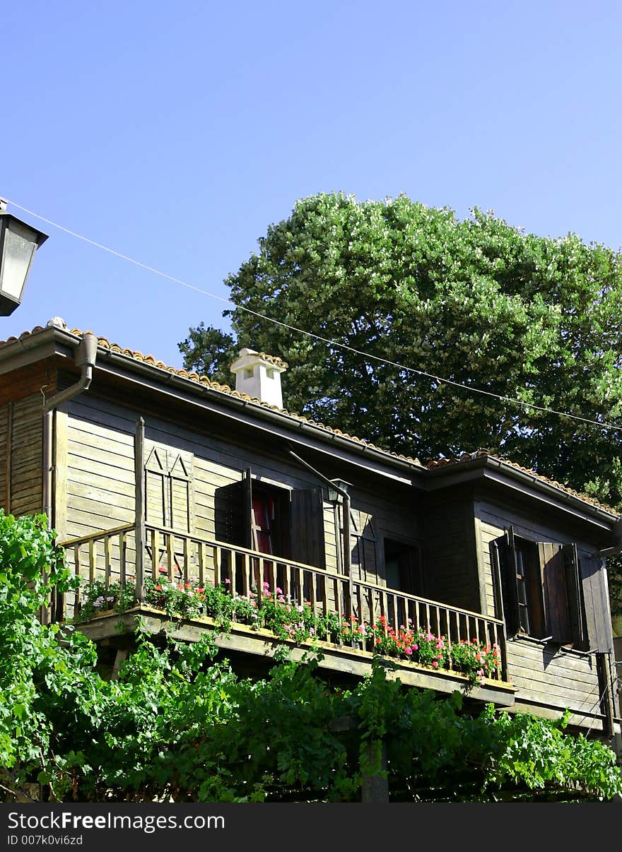 The wooden village house in Bulgaria