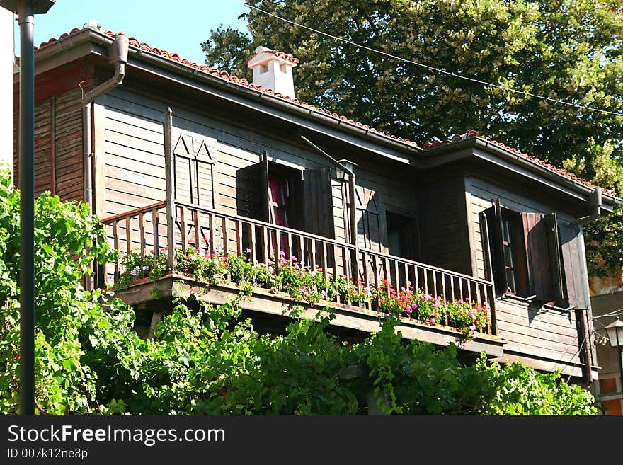 The wooden village house in Bulgaria. The wooden village house in Bulgaria