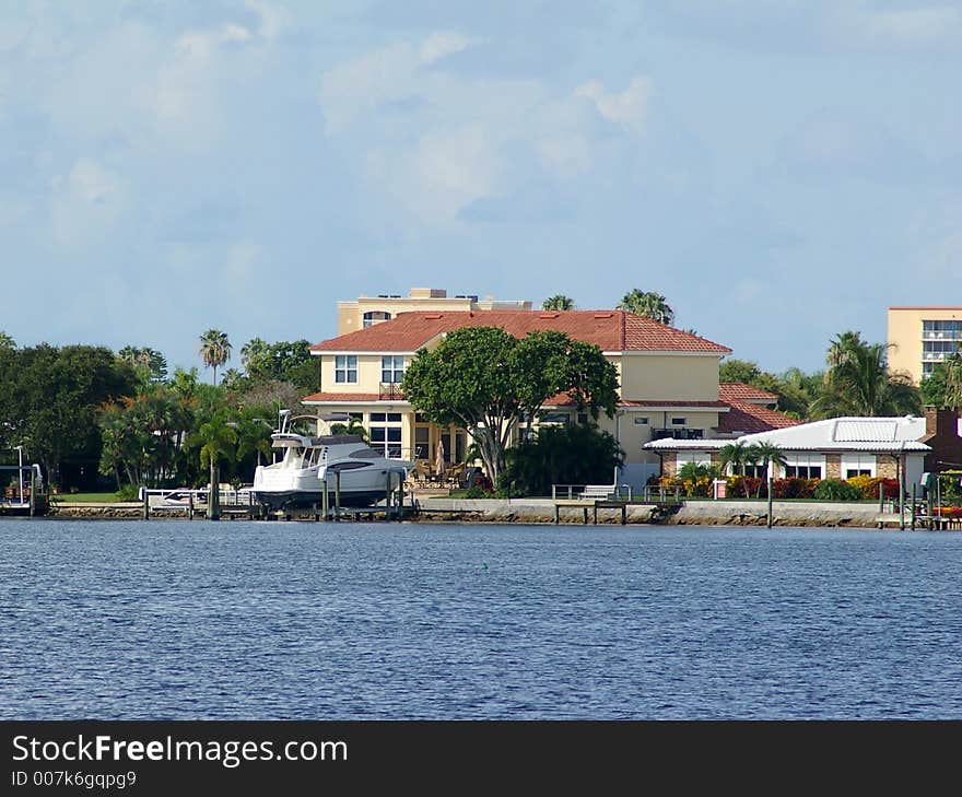 Large Boat Drydocked for the summer across the Gulf Bay from Senior Boca Ceiga Millinum Park, Seminole Florida. Large Boat Drydocked for the summer across the Gulf Bay from Senior Boca Ceiga Millinum Park, Seminole Florida