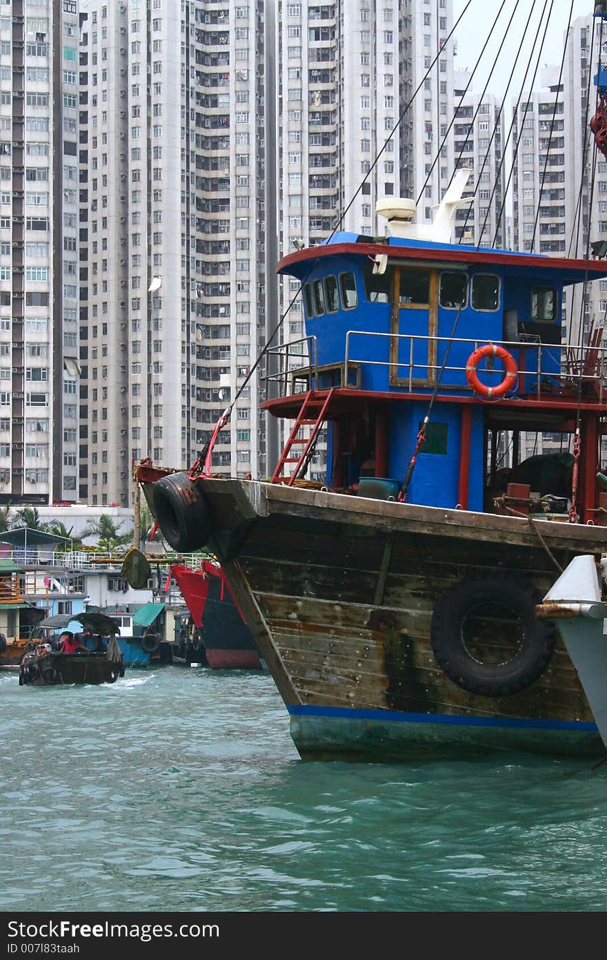 Fishing ship in Hong Kong harbor. Fishing ship in Hong Kong harbor