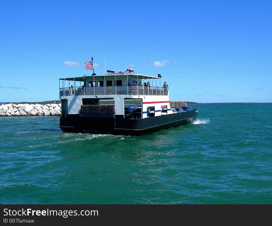 Car ferry leaving for Washington Island off the Shores of Door County, Wisconsin. Car ferry leaving for Washington Island off the Shores of Door County, Wisconsin