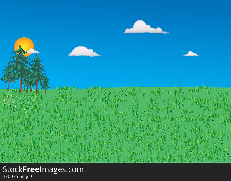 Vector scene of a summer field. Vector scene of a summer field