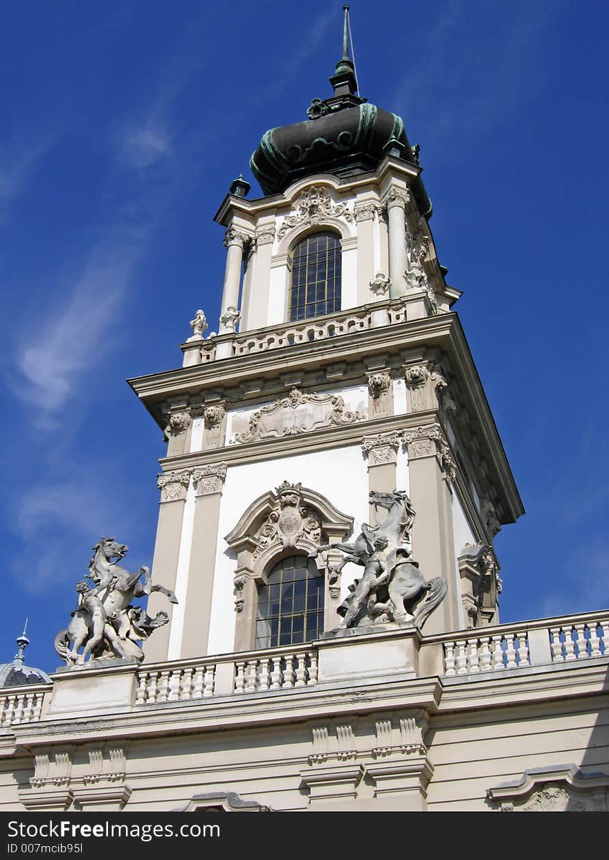 Tower at the center of the Palace at Keszthely, Hungary. Tower at the center of the Palace at Keszthely, Hungary.