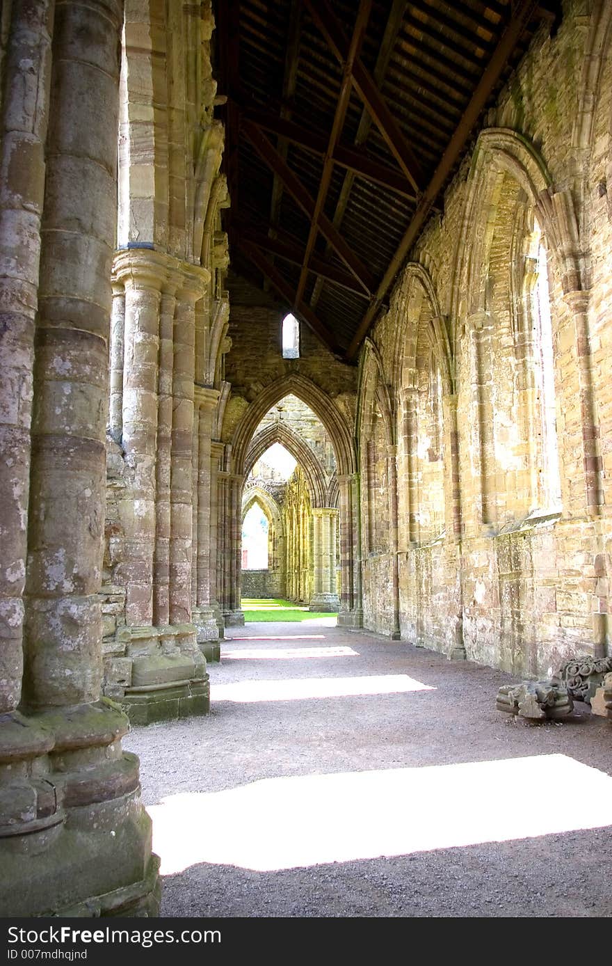 Columns in the Nave at Tintern Abbey Wales.