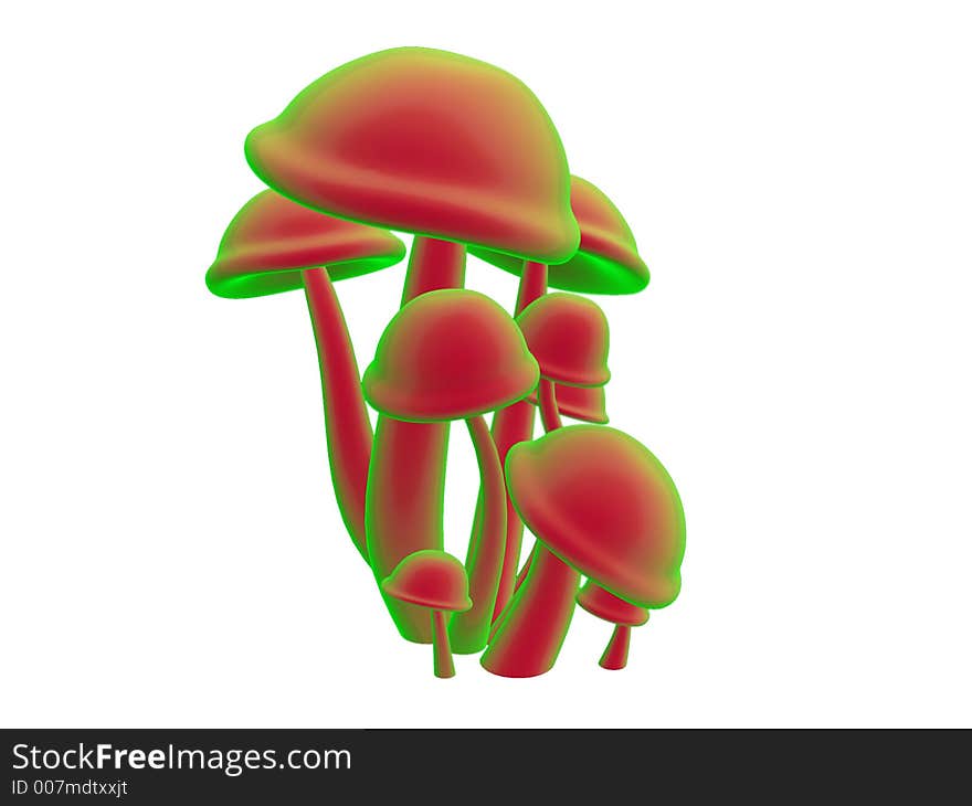 Some 3d rendered magic mushrooms