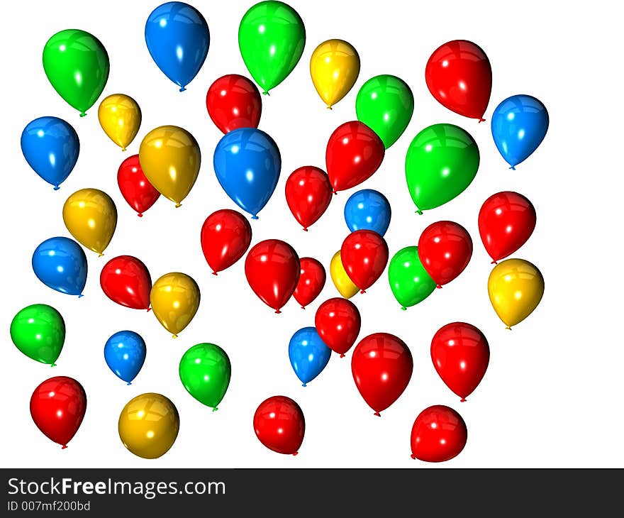 Many colored balloons - 3d rendered